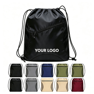 Custom Logo <b>Drawstring</b> <b>Backpack</b> Sports Gym Bag with Mesh OEM ODM Customized <b>Drawstring</b> Sack for Fitness Travel - Product Image 2