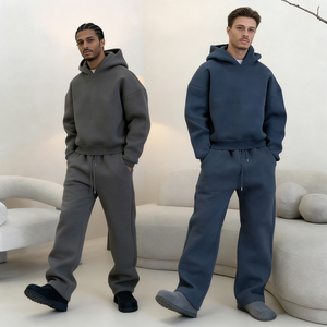 Unisex Sweatsuits Manufacturer Heavyweight Blank Oversized Hoodies and Sweatpants <b>Sets</b> Custom French Terry Mens Tracksuit - Product Image 1