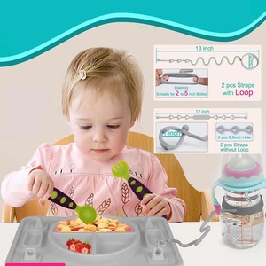 Napperon en plaque <span class=keywords><strong>de</strong></span> silicone pour bébé avec ventouses 4 attaches jouets pour bébés bambins et enfants bol en silicone <span class=keywords><strong>de</strong></span> qualité alimentaire tapis lavable au lave-vaisselle - Product Image 5