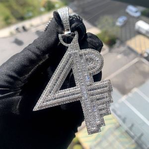 จี้4PF CZ ทรงสี่เหลี่ยม5A ไมโครเป็นประกายระยิบระยับหรูหราพร้อมสร้อยเชือกเครื่องประดับฮิปฮอปสำหรับเด็กผู้ชาย - Product Image 1