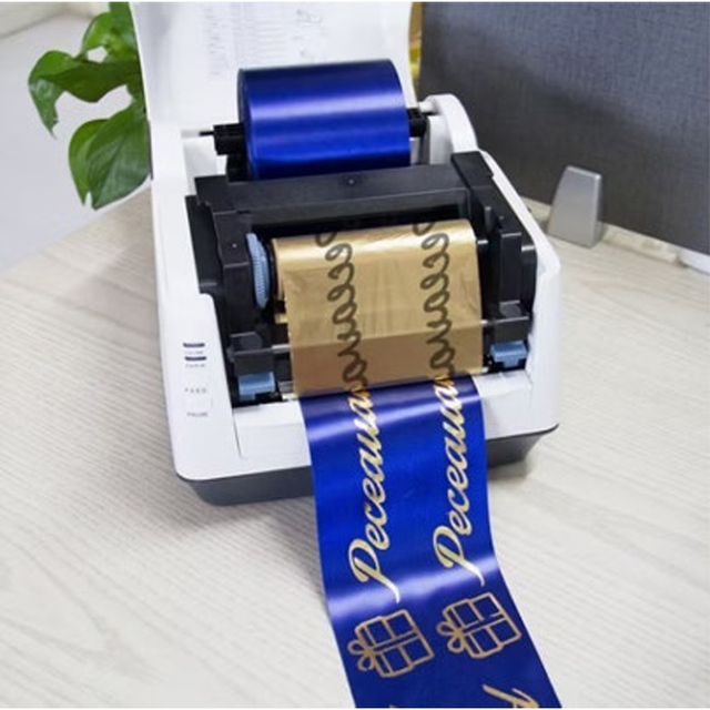 300dpi High Resolution Satin Ribbon Printer 4-inch Thermal Transfer Barcode Printer for Printing Gift Wrapping Ribbons