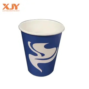 Xjy 350G Biologisch Afbreekbaar Food Grade Wit Custom Logo Bedrukt Dubbele Muur Lage Moq 400Ml Papier Koffiekopje Met Deksel