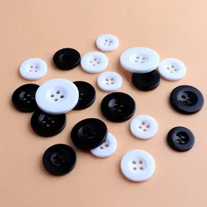 Màu đen và trắng áo sơ mi nút Maker biểu tượng tùy chỉnh 4 lỗ nhựa bốn-eye khóa