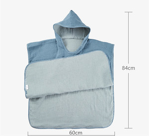 Serviette <span class=keywords><strong>de</strong></span> bain poncho à capuche pour bébé en mousseline <span class=keywords><strong>de</strong></span> <span class=keywords><strong>coton</strong></span>, couleurs douces, grande absorption <span class=keywords><strong>d</strong></span>'<span class=keywords><strong>eau</strong></span>, idéale pour la maison, la plage et le change <span class=keywords><strong>de</strong></span> vêtements pour nourrissons - Product Image 6