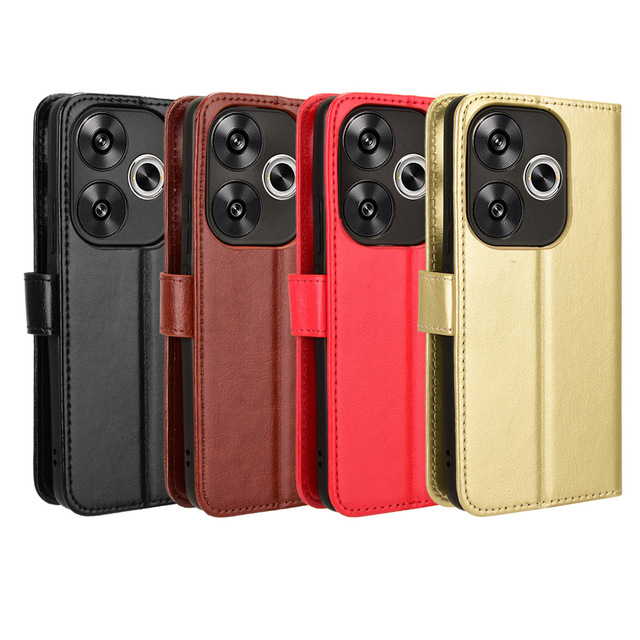 For Xiaomi Poco F6 Wallet Case with Card Holder, Vinrtage PU Leather Magnetic Stand Folio Flip Phone Cover for Redmi Turbo 3 5G