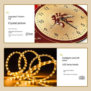 Reloj de Pared Creativo Chino 2023 con Diseño Luminoso del Dios de la Riqueza, Palabra de la Suerte, Esfera Gruesa, Silencioso, <span class=keywords><strong>para</strong></span> Sala de Estar o <span class=keywords><strong>Fondo</strong></span> de TV - Product Image 3