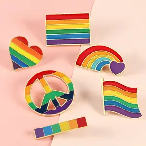 High Quality LGBT gay pride rainbow lapel pin badge metal