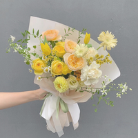 Emballage cadeau recyclable transparent, papier enduit de PE, style coréen, emballage imperméable pour bouquet de fleurs, papier d'emballage de couleur unie
