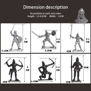 Figurines d'action militaires miniatures, 5,5-8 cm, 60 pièces, 6 styles, ensemble de soldats en plastique réaliste, vente en gros, pour enfants de 3 ans et plus - Product Image 6