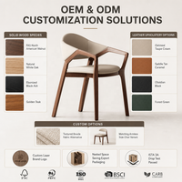 Chaise de salle à manger en bois massif de caoutchouc au design italien, avec accoudoirs et dossier haut de gamme en cuir microfibre, pour villa et mobilier de salle à manger
