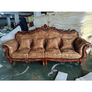 Juego de Sofás Estilo Europeo Americano 123 Combinación Sala de Estar Sofá Tapizado de Madera Maciza para el Hogar Hotel - Product Image 4