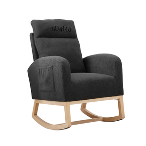 Db Modern Rocking Armchair Dark <b>Grey</b> Upholstered Solid Wood <b>Frame</b> Living Room Chair for Home Office Home Furniture - Product Image 1
