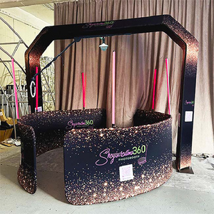 Photobooth 360° avec cabine, rotation automatique sans fil, toile de fond en tissu tendu pour selfies - Product Image 1