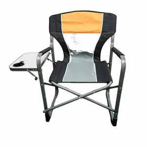 Proveedor de aluminio para acampar al por mayor, silla de director plegable, silla de director con mesa auxiliar para acampar 600d