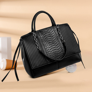 Sac fourre-tout haut de gamme pour femme, motif crocodile texturé, style rétro européen, grande capacité, fermeture éclair - Product Image 2