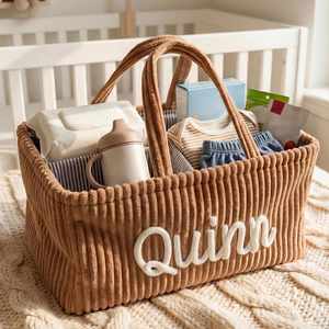 Panier de rangement en velours côtelé, Décoration de chambre d'enfant, Panier à linge, Nom en fil 3D, Doux, Pliable, Cadeau de pendaison de crémaillère - Product Image 3