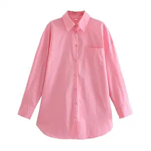 Hot Selling Nieuwe Lente Roze Top Blouse Lange Mouwen Elegant Hoge Kwaliteit Shirt Voor Vrouwen