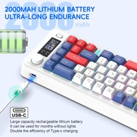 Keyboard Gaming Nirkabel 68-Key 3-Mode RGB LED Backlit Karet USB Type-C Ergonomis Kompak Membran untuk PC