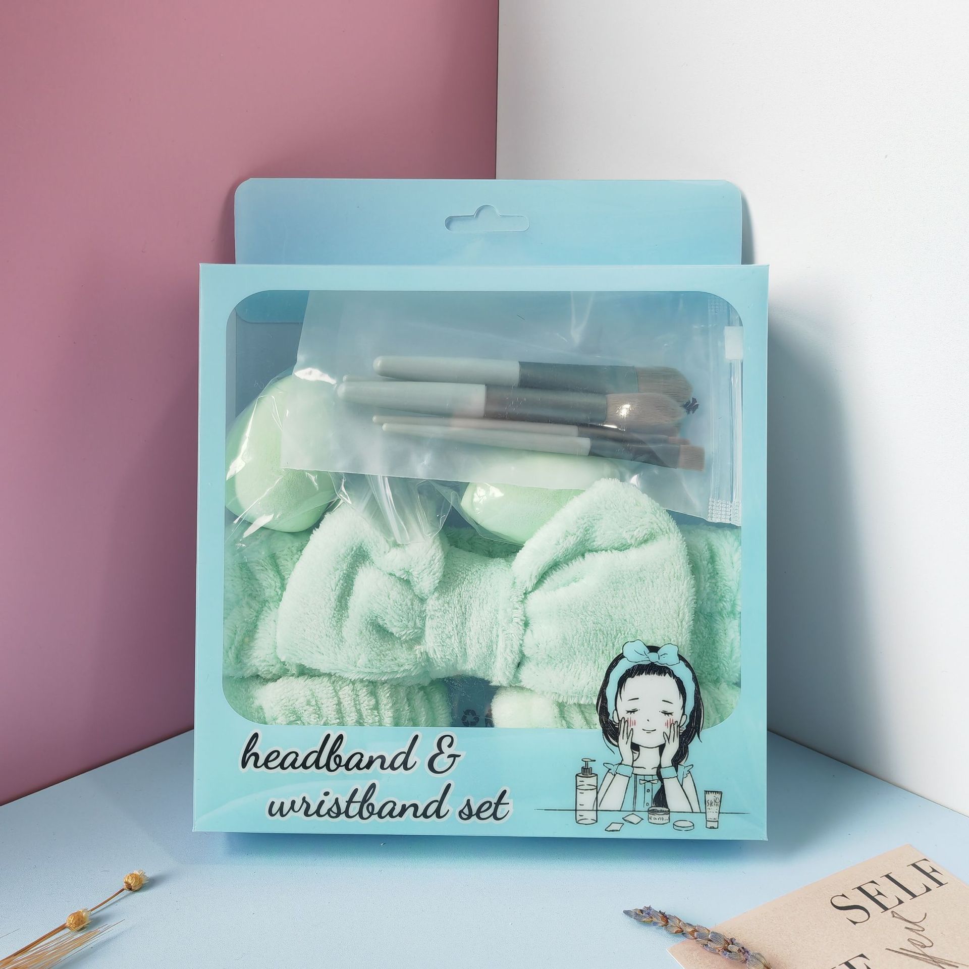 Coffret cadeau d'œufs de maquillage vert-13 pièces
