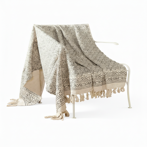 Manta de algodón ecológica de lujo con diseño de impresión de bloque tradicional para decoración de dormitorio y salón - Product Image 1