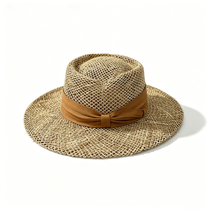 Unisex Hollow <b>Straw</b> Bucket <b>Hat</b> Fabric Band Wide Brim UV Protection Summer Beach Sun <b>Hat</b> ACE Custom Logo - Product Image 5