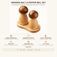 Ensemble moulin à sel et poivre en bois avec réglage de la grosseur pour cuisine, comptoir, café, hôtel, restaurant – Outil de mouture manuel pour assaisonnements