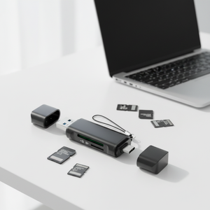 قارئ بطاقات خارجي من سبائك الألومنيوم نوع C/USB3.0 لبطاقات SD/TF متعدد الوظائف للحواسيب المحمولة والأجهزة المحمولة - Product Image 1