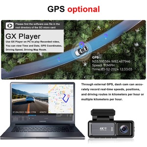 4K 3.2 인치 듀얼 렌즈 전면 및 후면 MINI 자동차 블랙 박스 자동차 비디오 DVD 대시 캠 와이파이 GPS FHD 야간 투시경 자동 전자 - Product Image 6