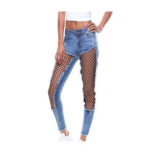 OEM 2024 Summer New Women Fashion Clothes Ripped Skinny Jeans <b>Sexy</b> Hot Pants <b>Outfit</b> With Black Fishnet Underneath - Product Image 2