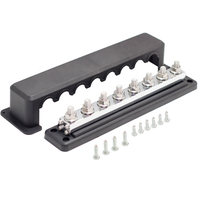 Semetall Terminal Bus Bar 8Pcs 6 Positions Screw Brass Terminal Grounding Strip Bus Bar For Power Distribution Cabinets Blue Terminal Block - View #2