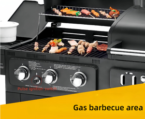 Four à griller BBQ double usage, grill au gaz et au charbon de bois avec revêtement en poudre, four à kebab, fumoir, <span class=keywords><strong>cheminée</strong></span>, barbecue, cuisine - Product Image 4