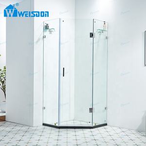 Porte de douche en verre trempé en acier inoxydable à charnière sans cadre pour salle de douche Weisdon Chrome Diamond - Product Image 1