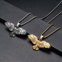 Collar con Colgante de Acero de Titanio con Diseño de Águila Voladora, Estilo Hip Hop Rock, Tendencia de Moda, para Hombre y Mujer