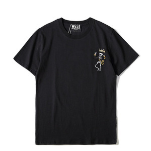 Camiseta Personalizada Bordada para Hombre, 235 g/m², Tejido de Punto, Manga Corta, Cuello Redondo, Negra, Estilo Casual Urbano - Product Image 1