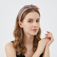 Serre-tête large en tissu à nœud, motif écossais color block, antidérapant, pour femme, accessoire de mode pour le quotidien et les trajets