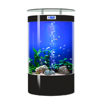 Aquarium Moderne Minimaliste Intelligent Semi-Circulaire pour Poissons Rouges, Bassin à Poissons en Verre de Taille Moyenne pour Salon