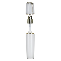Vente en gros de bouteilles de lotion acrylique blanches rondes à capuchon unique avec pompe dorée pour emballage cosmétique