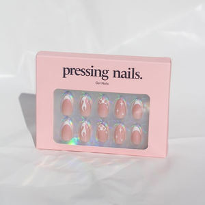 Gran oferta, caja de papel de cubierta completa de almendras personalizadas, uñas postizas para mujeres y niñas, Etiqueta Privada en caja, uñas a presión, precio de fábrica - Product Image 1