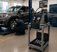 Amsxzo HY-5001 Machine de purge pulsée de liquide de frein pour atelier de réparation automobile, DC12V, en fer et aluminium, pour système de freinage et élimination des sels
