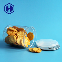 Boîte en plastique PET transparente ronde pour biscuits aux noix de cajou, avec ouverture facile, étanche, sans BPA, pour collations et biscuits