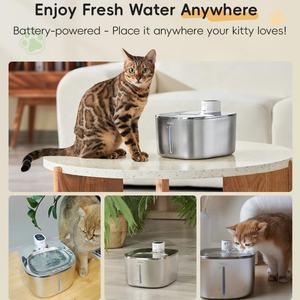 Paslanmaz çelik kablosuz kedi su çeşmesi 4L otomatik Pet kediler köpekler için içme çeşmesi akülü Pet su sebili - Product Image 5