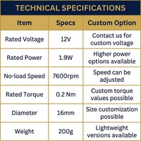 Motor de Engranajes Planetarios de Precisión Waillynice de 16 mm, 12 V, Alto Torque, Reemplazo para Motor BLDC sin Núcleo Maxon Faulhaber