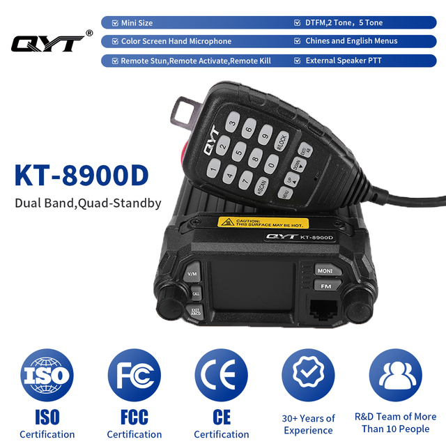QYT KT-8900D 25W Dual Band Vhf Uhf FCC CE Vehicle Walkie Talkiie Long Range