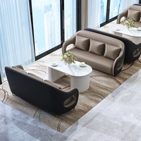 Fauteuil de négociation haut de gamme en similicuir pour hall d'hôtel, fauteuil de salon pour visiteurs d'affaires, ensemble pour projets commerciaux