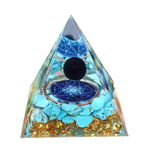 คริสตัลเพบเบิลพีระมิดเรซิ่นอีพ็อกซี่งานฝีมือตกแต่งตู้ปลาของตกแต่งตั้งโต๊ะตู้ปลาจัดสวนของขวัญทรงกลมสีดำสีเขียวขุ่น - Product Image 5