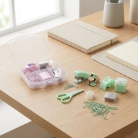 Ensemble de mini-agrafeuses, organiseur de papeterie de bureau, kit de fournitures de bureau miniatures couleur macaron pour l'école et le bureau