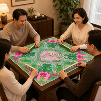 Tapis de Mahjong Américain en Caoutchouc Vert Rose Paradise 31,5 Antidérapant Pliable Portable Luxe Floral Plateau de Jeu Personnalisé Divertissement