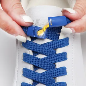 Sneakers tali sepatu elastis datar tebal 8MM tali sepatu kunci magnetik tanpa tali sepatu untuk aksesori sepatu