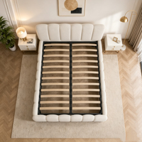 Usine de meubles chinoise, cadre de lit en tissu bouclé sur mesure, lit à bulles, vente en gros, taille King Queen, lit double pour chambre à coucher