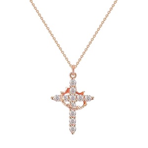 <span class=keywords><strong>Collana</strong></span> <span class=keywords><strong>Girocollo</strong></span> con Ciondolo a Croce e Corona Semplice per Donne, Uomini e Ragazze, Gioiello Trendy ed Elegante per Regalo di Black Friday e Natale - Product Image 6